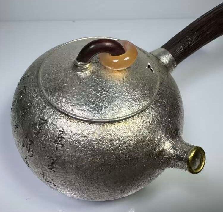 純銀製 横手急須 貴石摘 木取手 煎茶道具 長さ約15cm - メルカリ