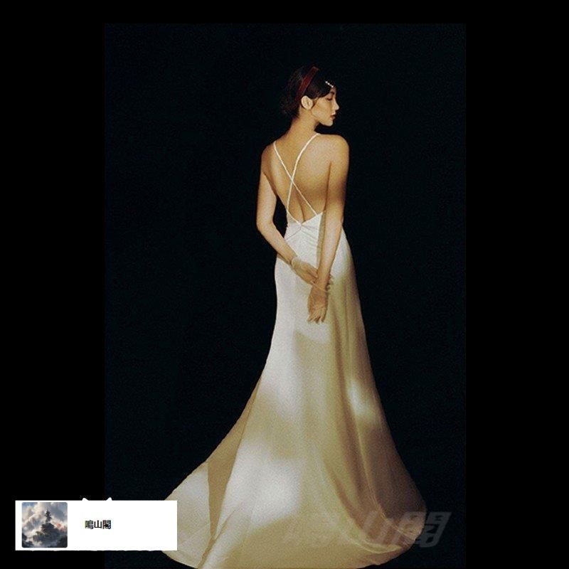 ウエディングドレス 小さいサイズ 大きいサイズ 二次会 花嫁 結婚式 白 スレンダーライン トレーンドレス エンパイアライン Vネック キャミWP特別価格104