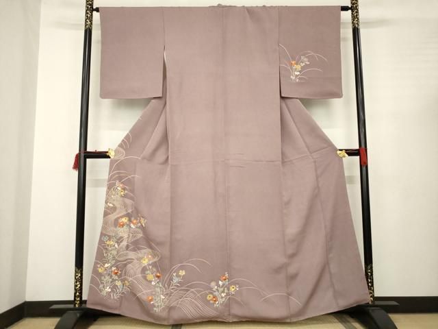 平和屋着物○野口真造 大彦二代目 江戸染繍友禅 訪問着 流水花文