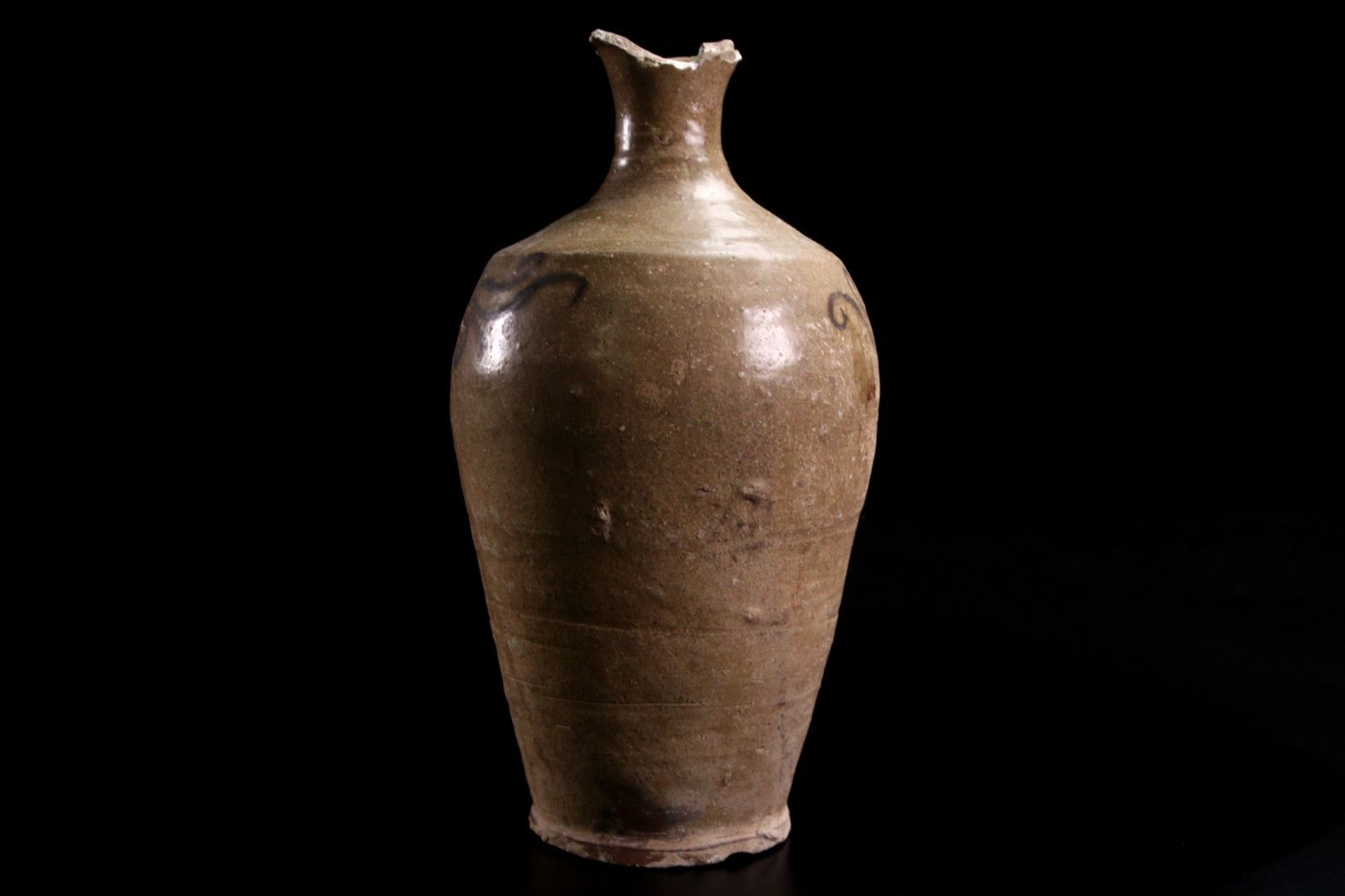高麗時代 鉄絵唐草文花瓶 27cm 朝鮮古陶 唐物 骨董 古美術 楾 D268.2