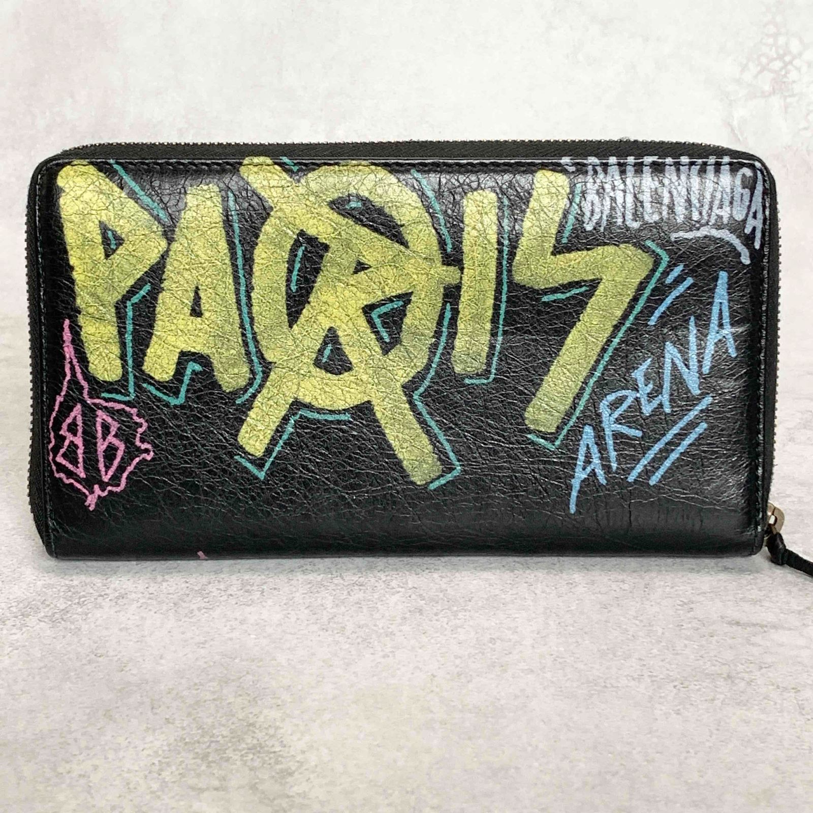極美品 バレンシアガ BALENCIAGA ラウンド長財布 グラフィティ 
