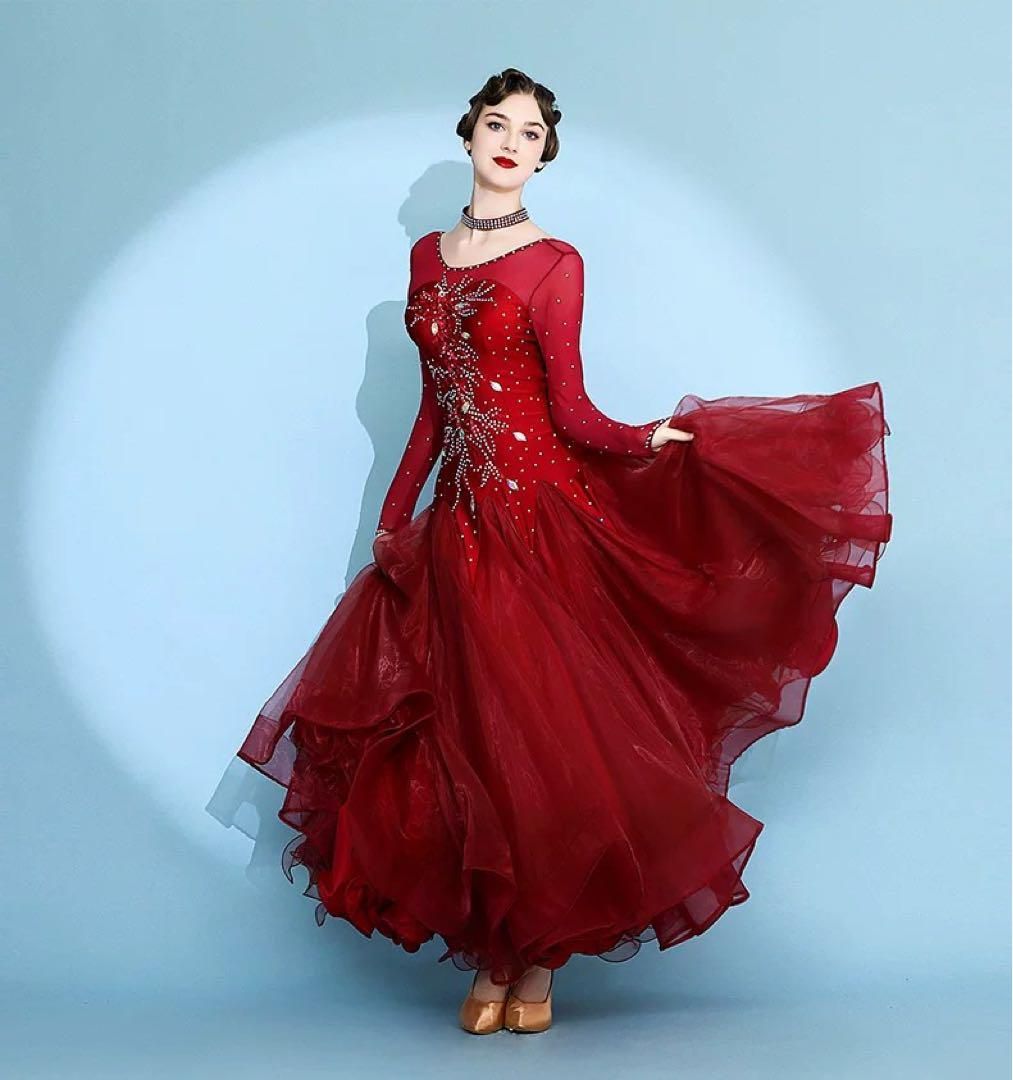 ♥ ストーン付きスタンダードドレス 豪華なデザインで発表会 デモ 競技会に最適