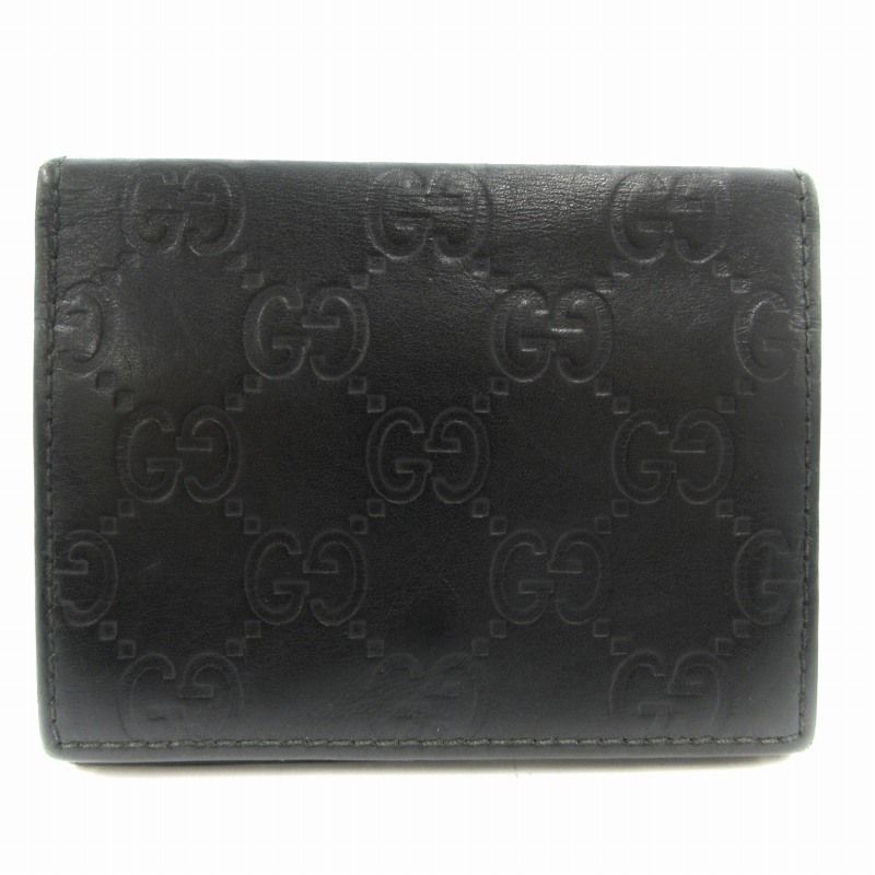 グッチ GUCCI 名刺入れ カード入れ カードケース グッチシマ GG柄 フラップ レザー 黒 ブラック 1209654276 /GV WY