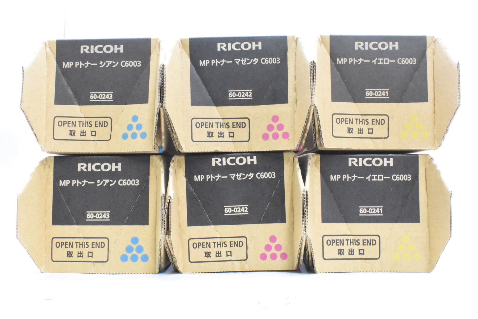 未使用 RICOH 純正 トナー C6003 3色6本（シアン・マゼンタ・イエロー