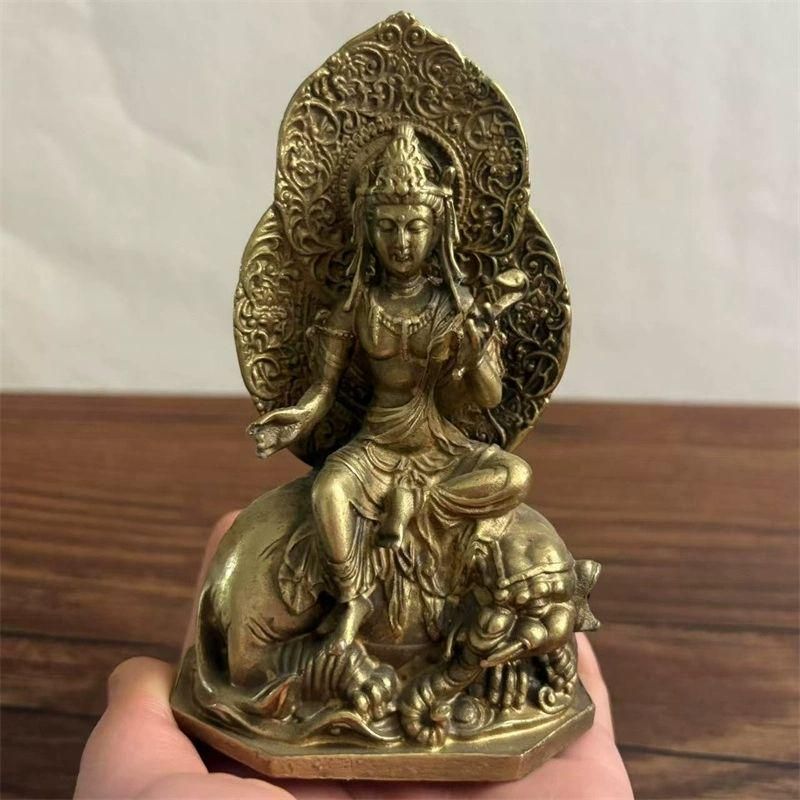 文殊普賢菩薩 地蔵 観音 銅製 仏像 彫刻 置物 開運 風水 銅器 仏像 普賢菩薩像乗白象 彫刻 置物 開運 風水 置物 工芸品