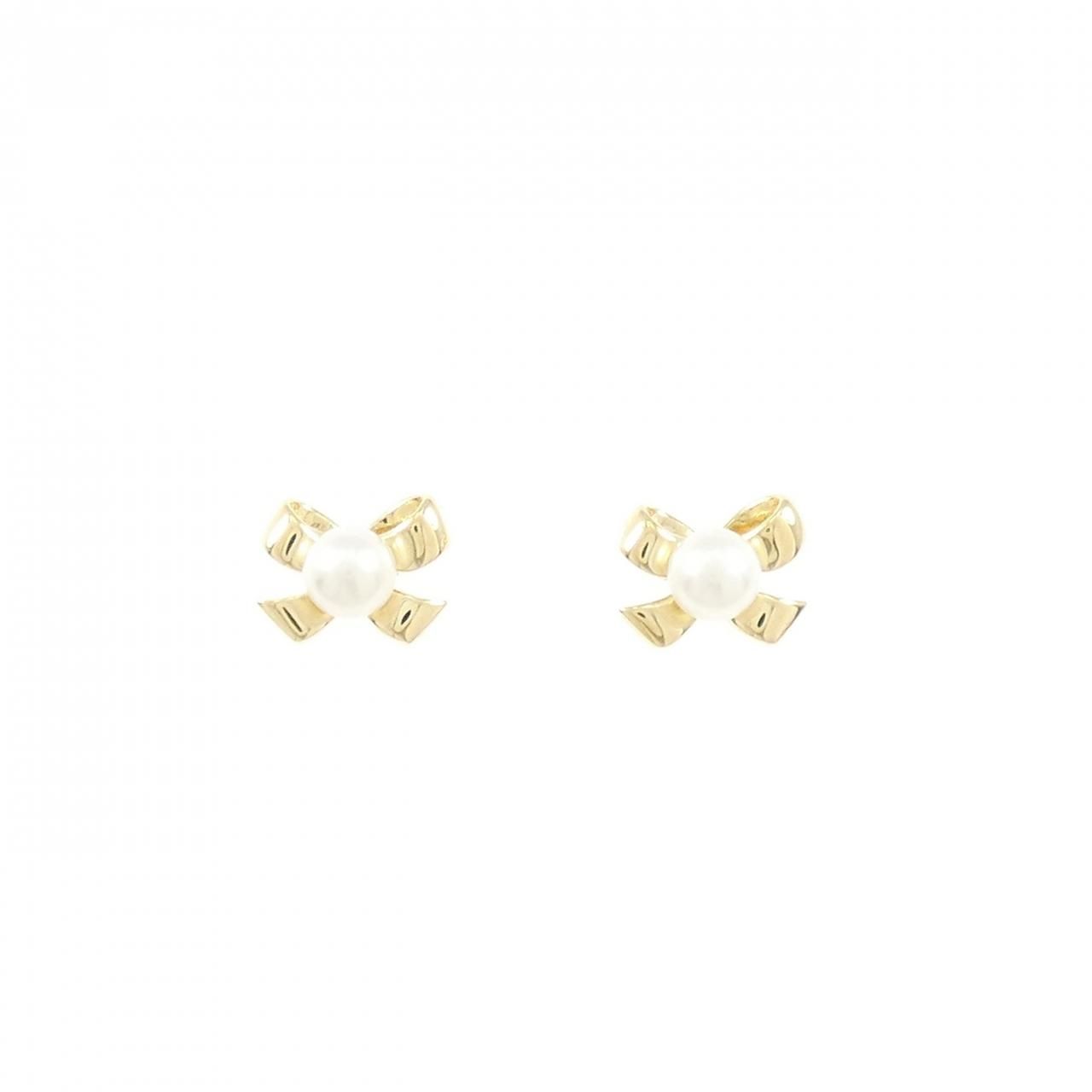 ミキモト リボン アコヤパール ピアス 3.7mm