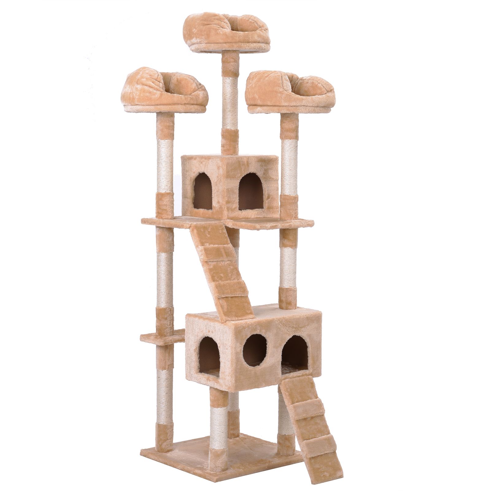 多頭飼い対応の185cmキャットタワー・爪とぎ麻紐付き キャットタワー
