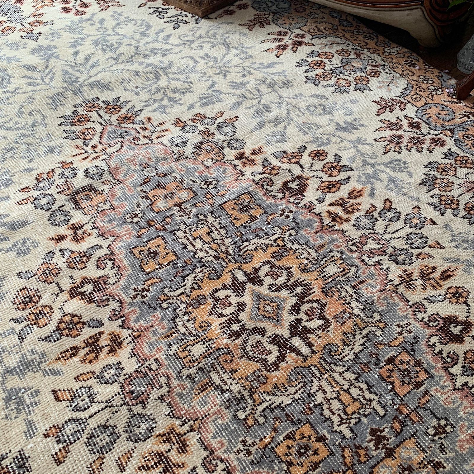 特大　超大判 274×160 マンダリンオレンジ トルコヴィンテージラグ 特大 超大判 274×160 マンダリンオレンジ トルコヴィンテージラグ 絨毯