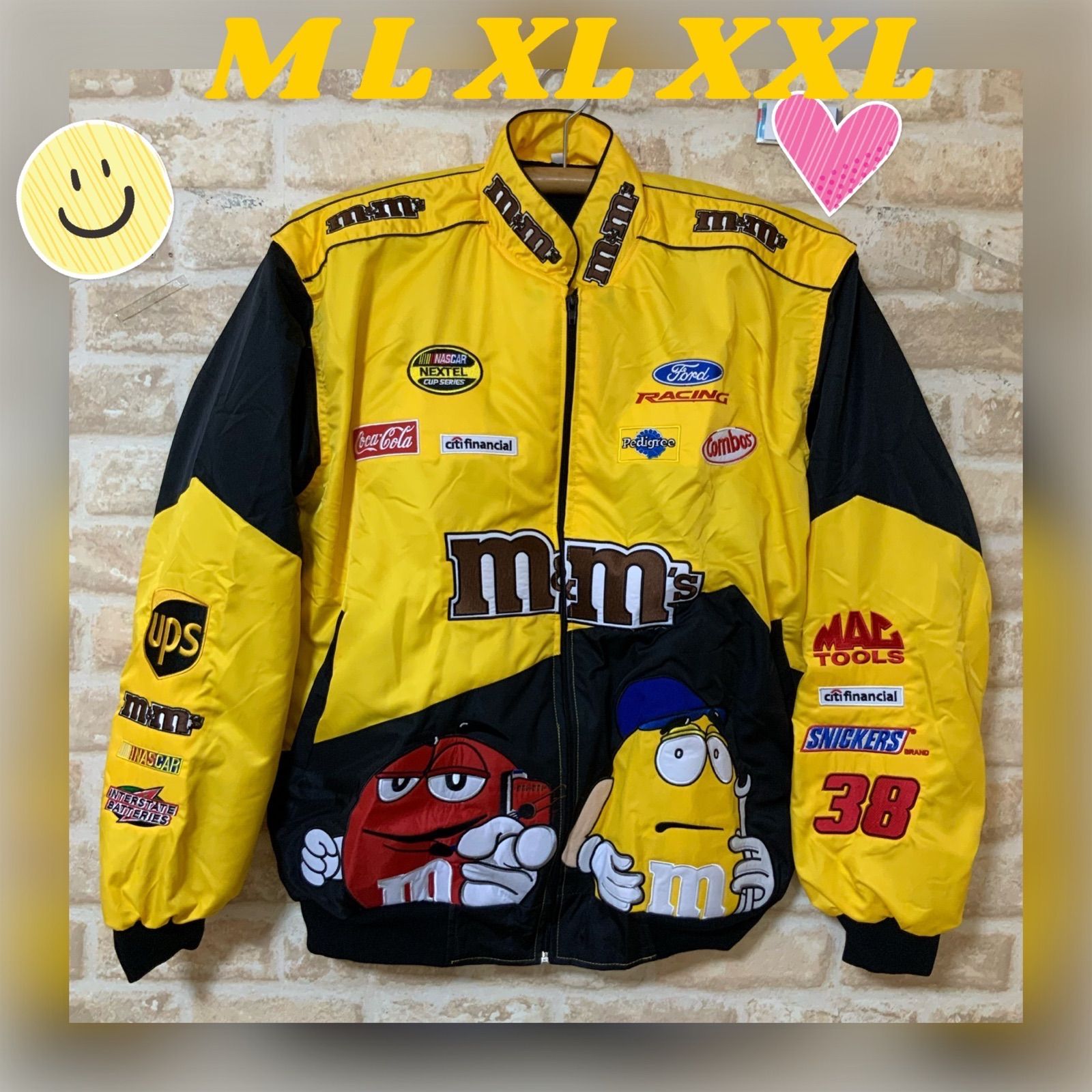 Mu0026Ms レーシングジャケット M L XL XXL エムアンドエムズ イエロー - メルカリ