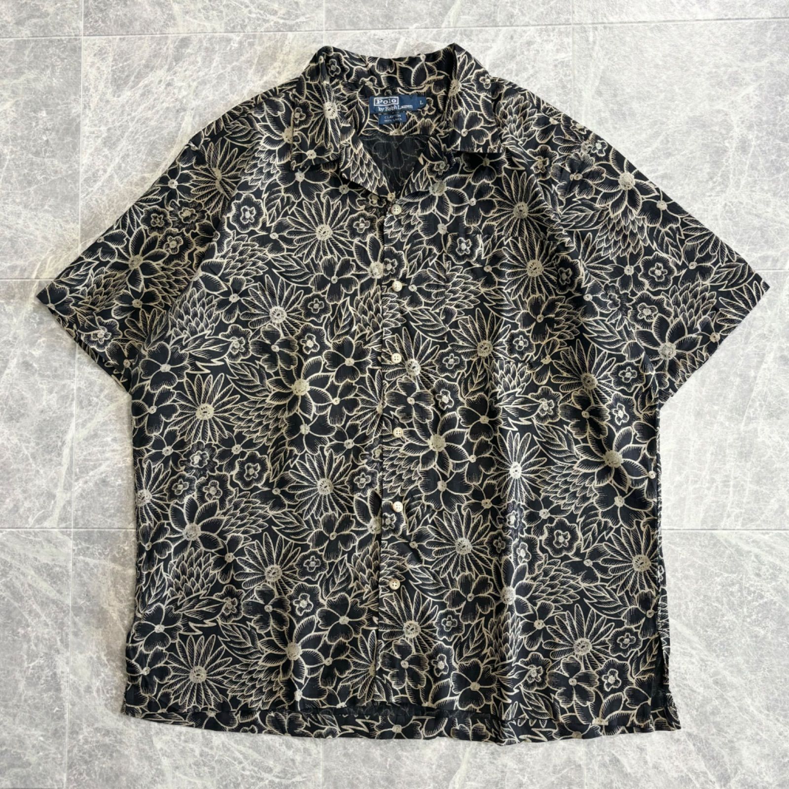 90s Polo Ralph Lauren CLAYTON S|S Linen Shirt Black