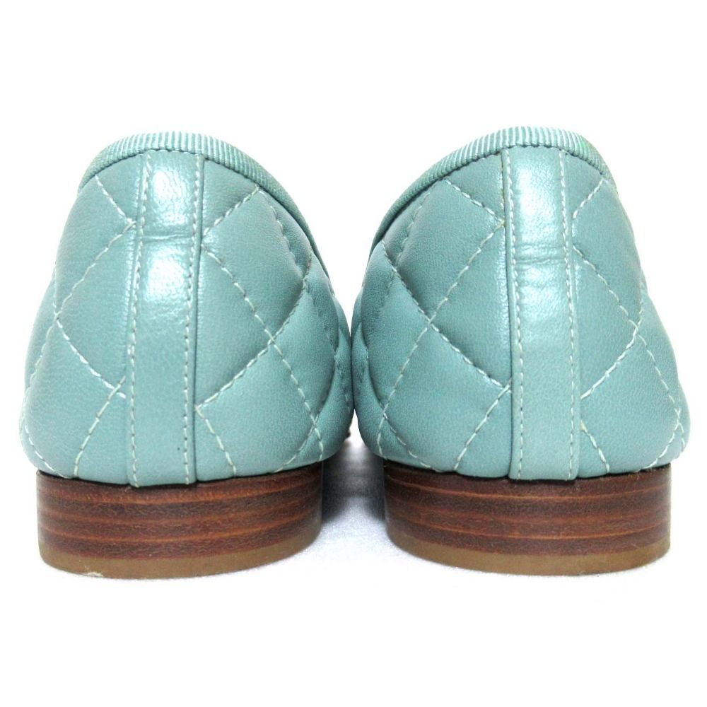  CHANEL シャネル マトラッセ バレリーナ ココマーク リボン フラット パンプス G 26250 サイズ39 C 約25 cm グリーン レディース 古着 ハイヒール パンプス パンプス