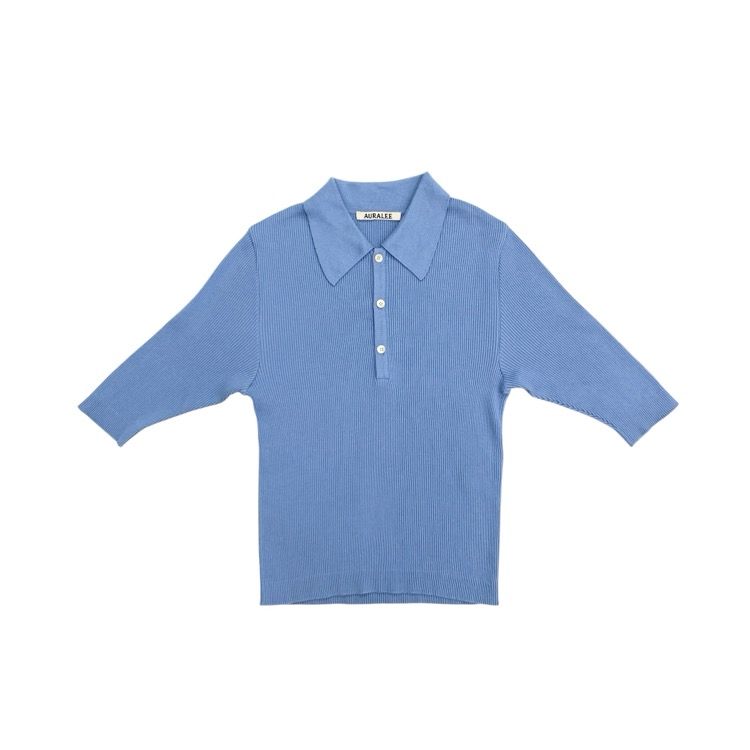 【美品】2024 AURALEE 半袖ニットポロ 2024SS AURALEE オーラリー GIZA HIGH GAUGE RIB KNIT POLO