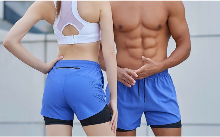 ブルー 大特価トレーニング 吸汗速乾 インナー付き　レディス用　ランニングパンツ ショートパンツ　スポーツ 　女性 送料込み