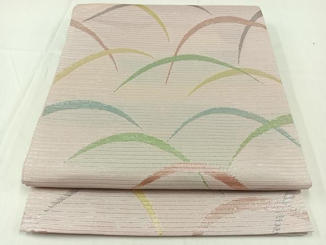 平和屋着物＊夏物 六通柄京袋帯 芝文 銀糸 正絹 逸品 未使用