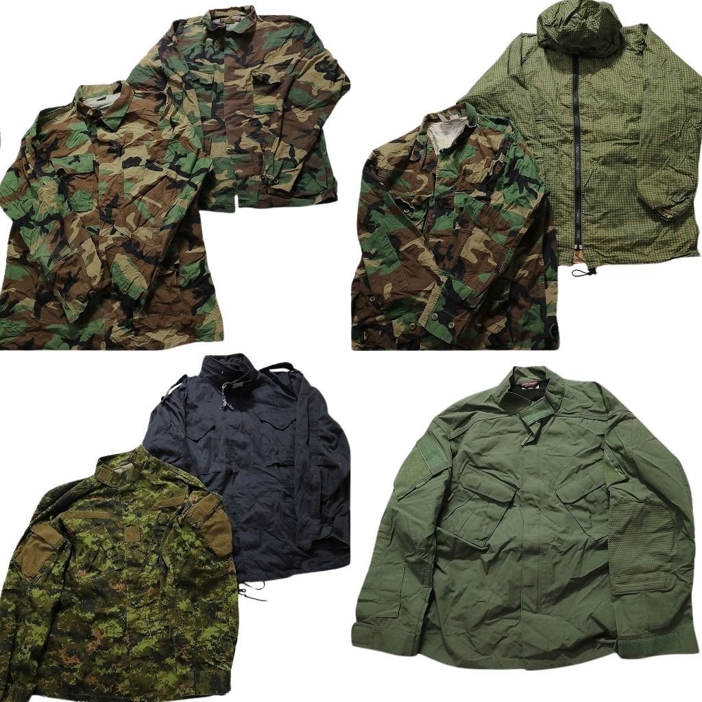 古着卸 まとめ売り 米軍民間 ジャケットMIX ミリタリー 7枚セット (メンズ XL ) フィールドジャケット M-65 カモ柄 中古 古着 MY1353