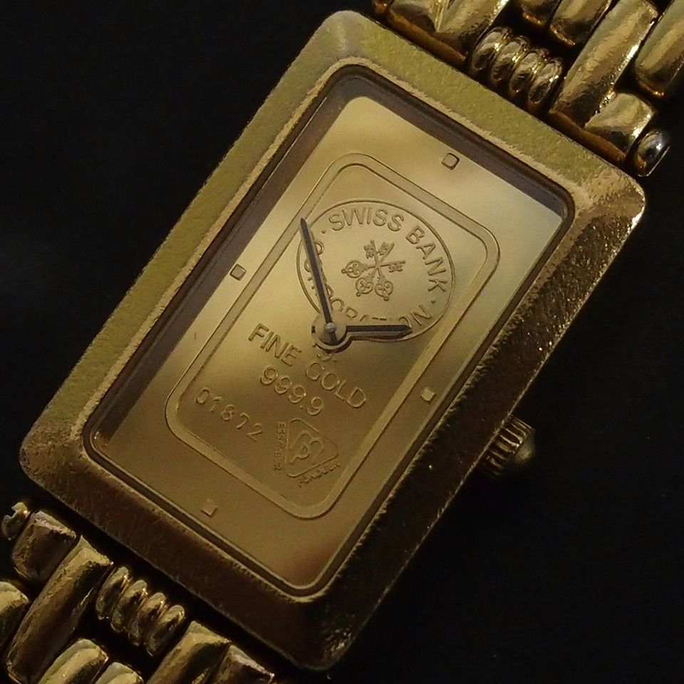 m001 T1 2. インゴットウォッチ レディース腕時計 スイスバンク FINE GOLD 999.9 1g 稼動品 スイスクォーツ  ETA976.001 Zitura 57.892.B K24 純金