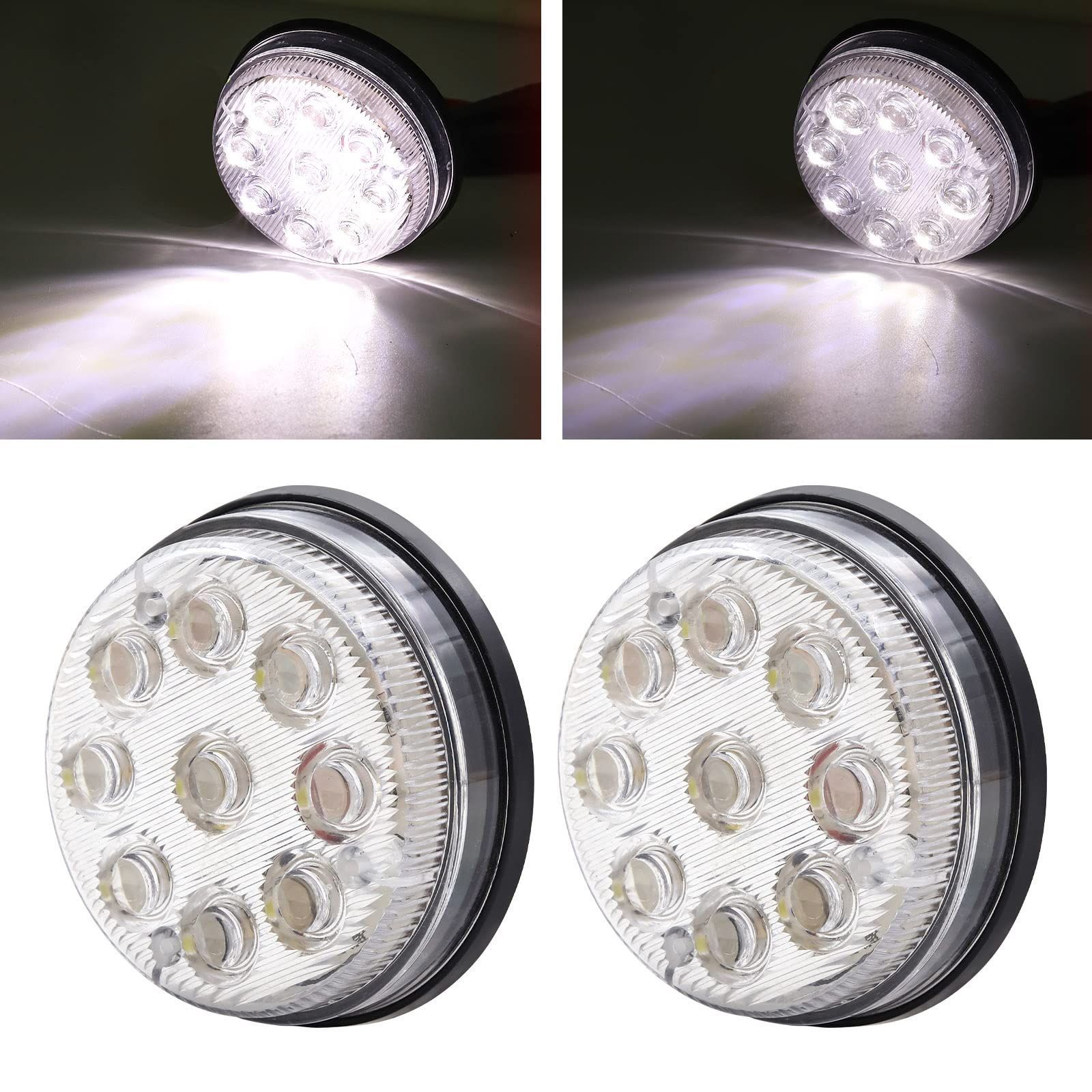 【数量限定】YnGia トラック サイドマーカー 12V 24V 9LED ホワイト ハイ・ロー マーカーランプ トレーラー トラクター バス RV 軽トラ 車幅灯 警告灯 路肩灯 防水防塵 2個入