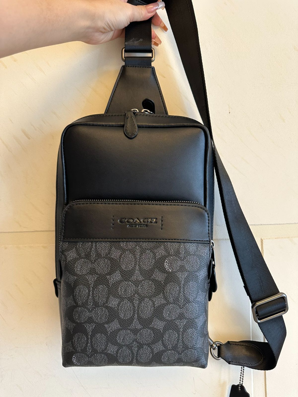 COACH コーチバッグ C5332 チャコール×ブラック ゴッサム パック ショルダーバッグ ボディーバッグ 斜めがけバッグ アウトレット品