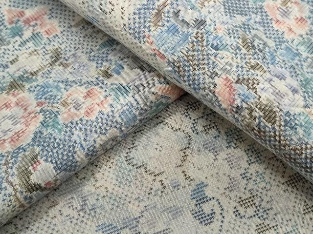 平和屋着物○本場大島紬 白大島 9マルキ 草花文 総絣 正絹 逸品