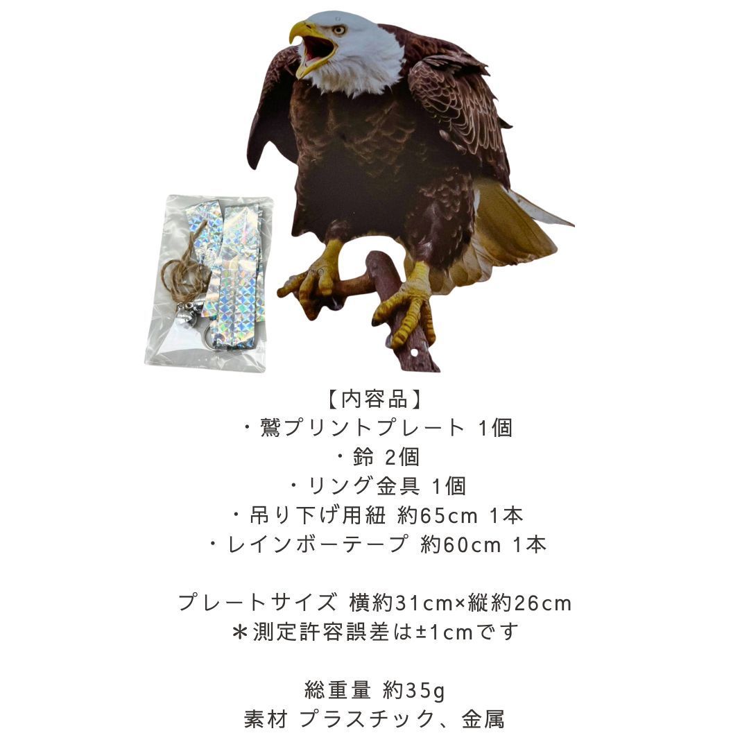 鳥よけ リアル鷲プリント 吊り下げ プレート 大きいサイズ