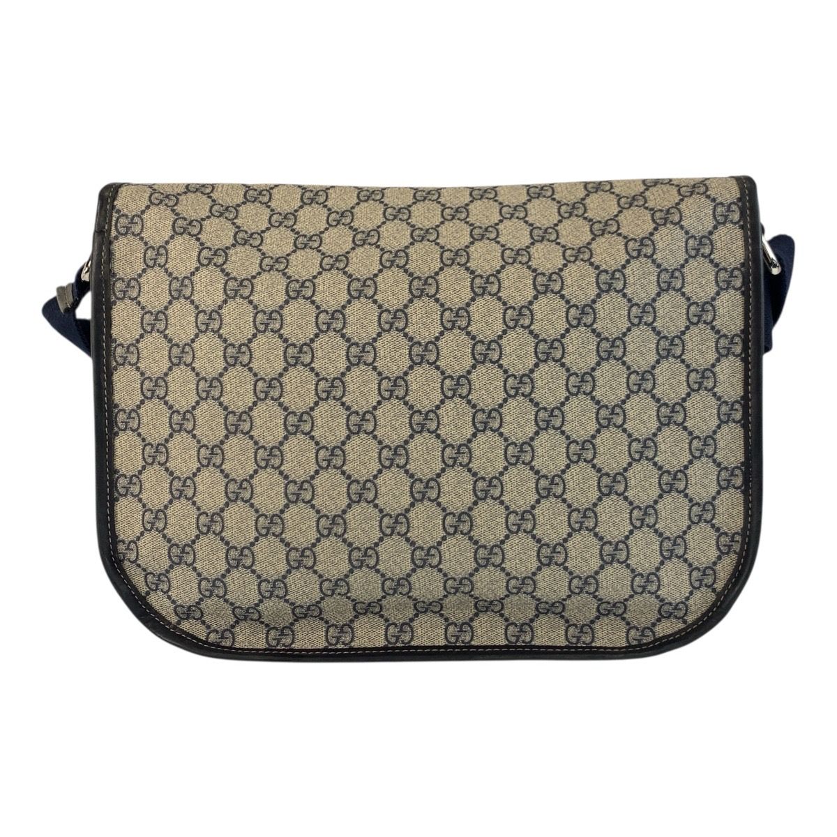 美品 GUCCI グッチ グレー ネイビー シルバー金具 GGスプリーム