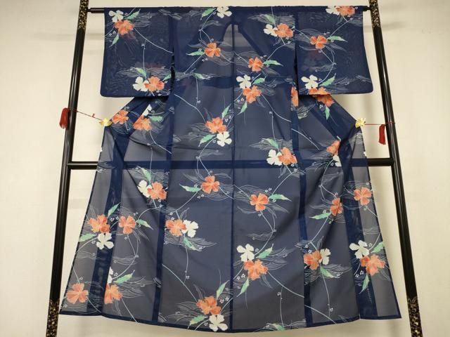 平和屋着物＊夏物　小紋　絽　立波草花文　洗える着物　AABB8287jd 平和屋着物＊夏物 小紋 絽 立波草花文 洗える着物 AABB8287jdの通販は
