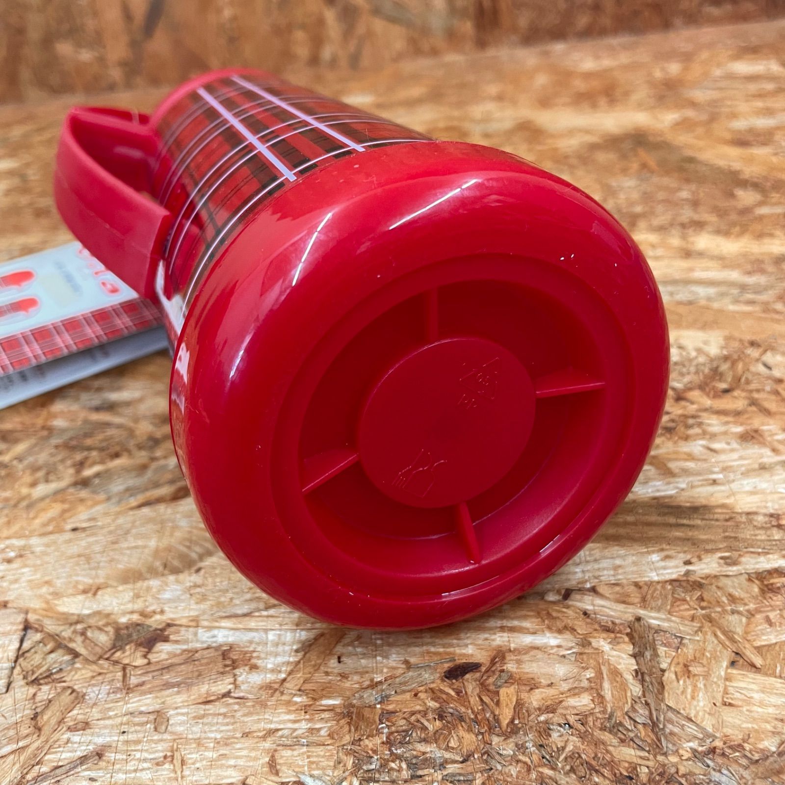 デッドストック 昭和レトロ ViLa ヴィーラ 卓上用魔法瓶 赤チェック