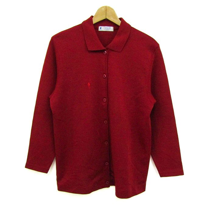 FUKUZO 襟付きカーディガン 　　　　　レディース　L ウール100% FUKUZO フクゾー ウール100% 襟付きカーディガン Lサイズ フクゾー