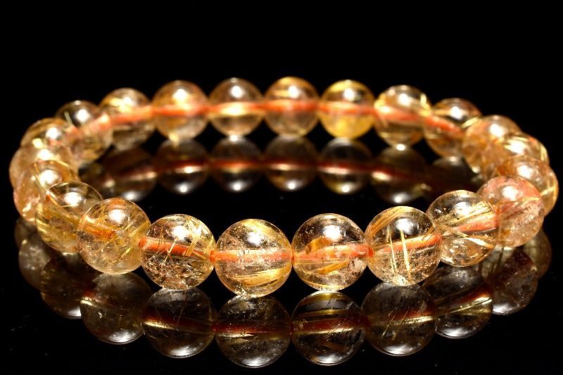 １点物 透明 高品質 ゴールドタイチンルチルクォーツ 8.5mm ブレスレット パワーストーン 天然石 _MA9519
