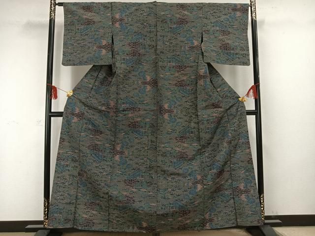 平和屋着物○本場縞大島紬 変わり間道 たたき染め 宮之原織物謹製 証紙