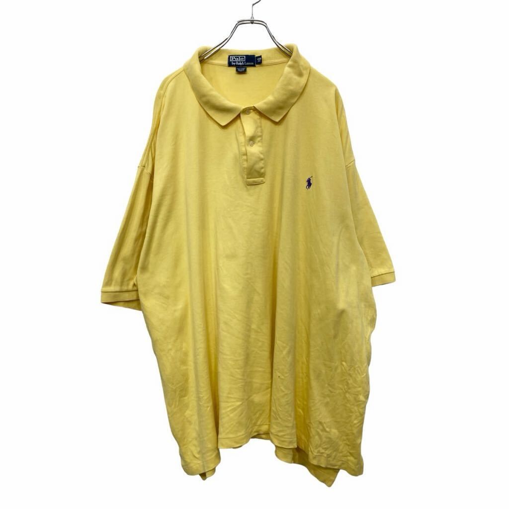 Polo Ralph Lauren 半袖ポロシャツ 4XL ポロラルフローレン ビッグサイズ ハーフボタン イエロー コットン 古着卸 アメリカ仕入 t2408-3899