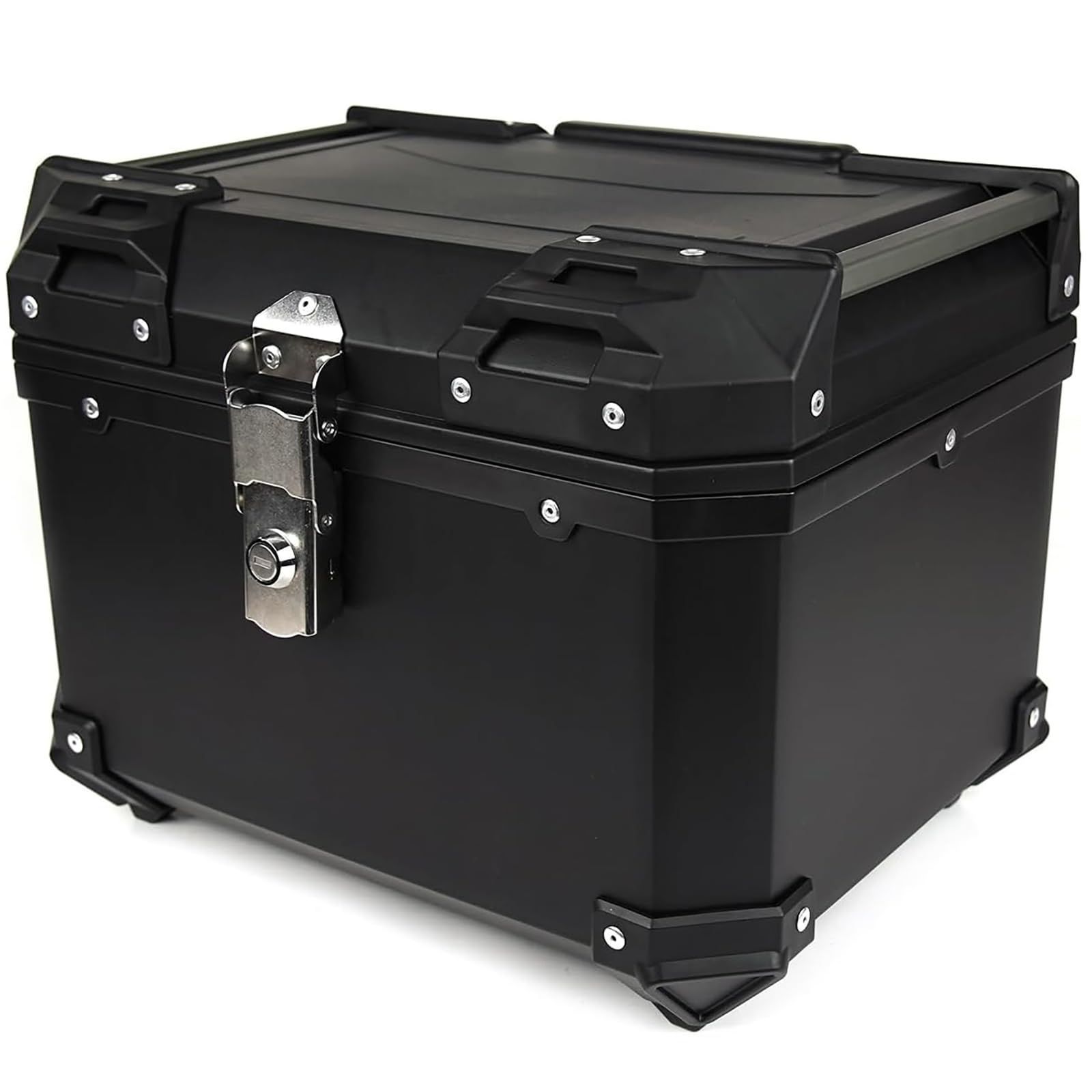 HI-LINE バイク リアボックス 45L トップケース 汎用 ABS製 キーロック付き 防水 防塵 大容量 取付ベース付 バックレスト付き バイクボックス トップボックス 原付|スクーター|カブ対応 簡単取付 黒 45L