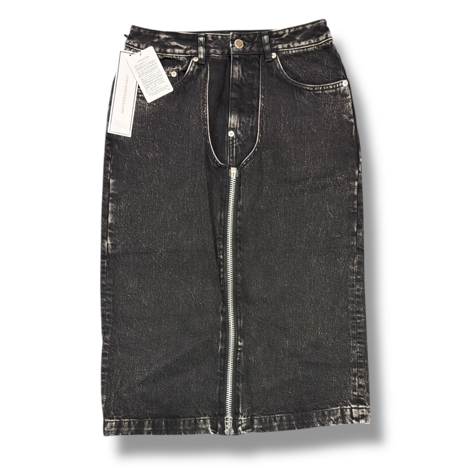 参考上代41800円 JOHN LAWRENCE SULLIVAN Washed denim zipped skirt ウォッシュドデニム ジップスカート ジョンローレンスサリバン JLSW-51 ブラック M 99010A3