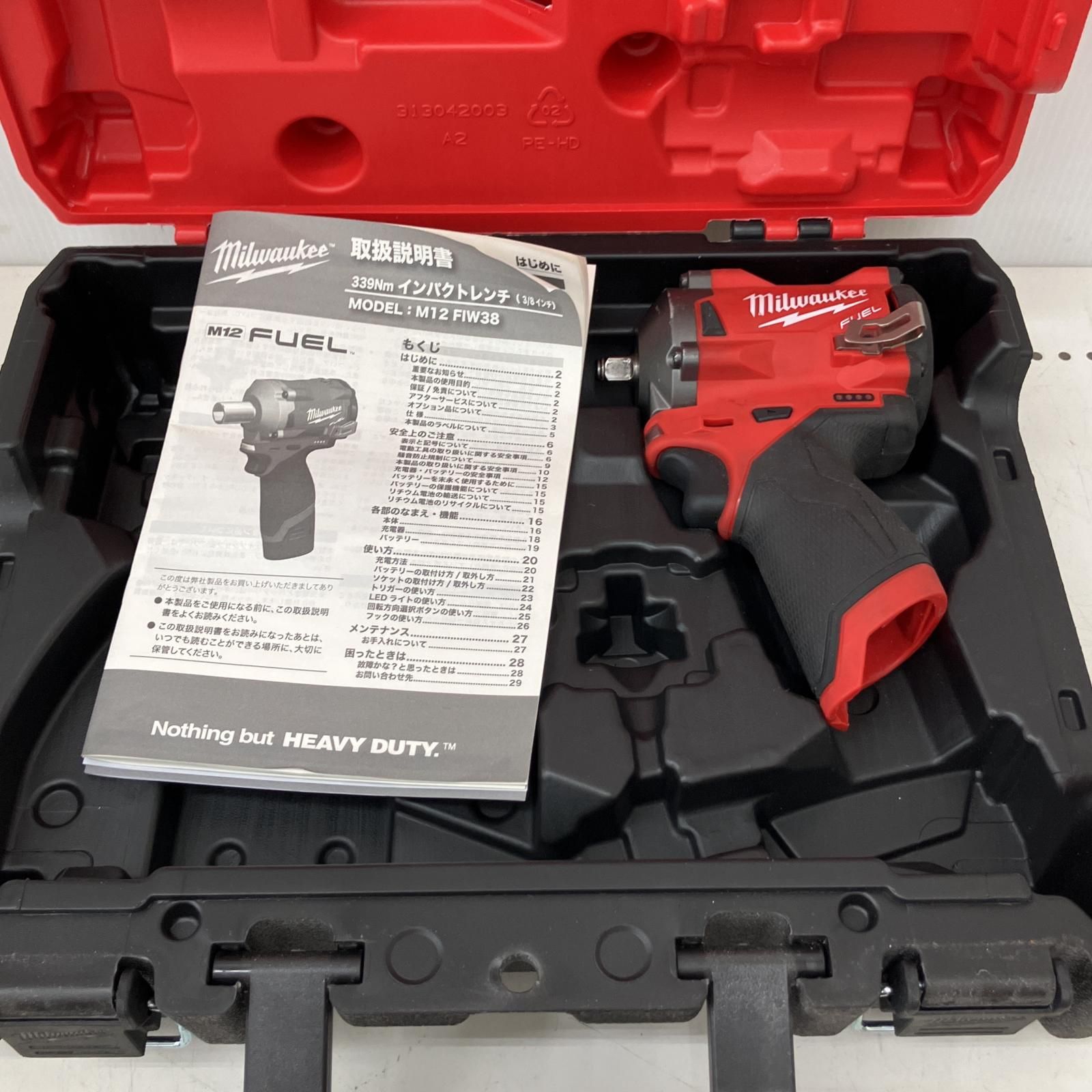 △△Milwaukee 12v インパクトレンチ 本体のみ M12 FIW38 レッド