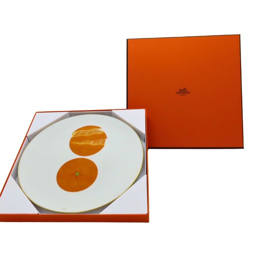 中古】 HERMES エルメス デザートプレート カオルミ オレンジ 皿 24cm