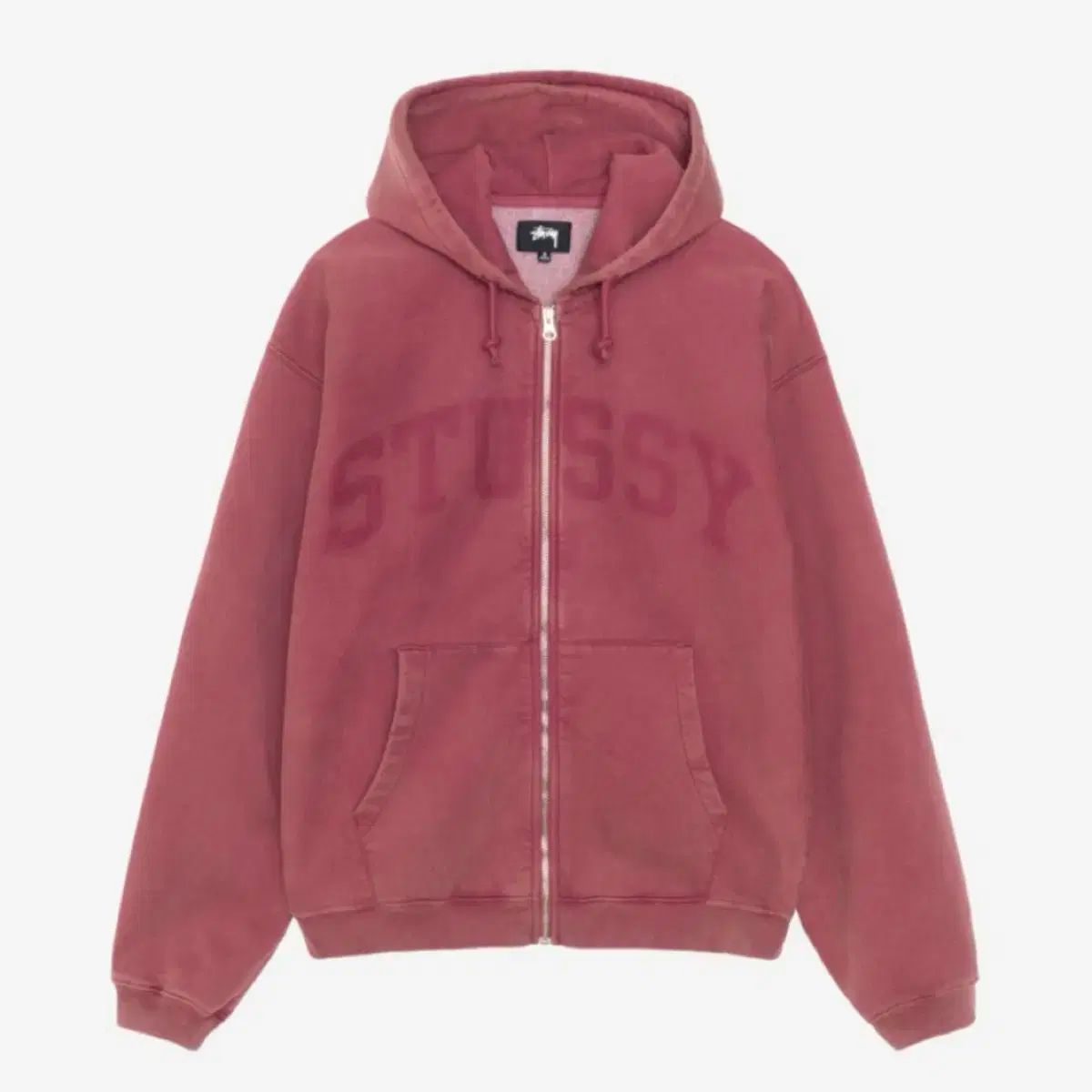 lbu STUSSY バーガンディ ジップパーカー ボウリング L STUSSY(ステューシー) フェイディド グラフィック フード付き