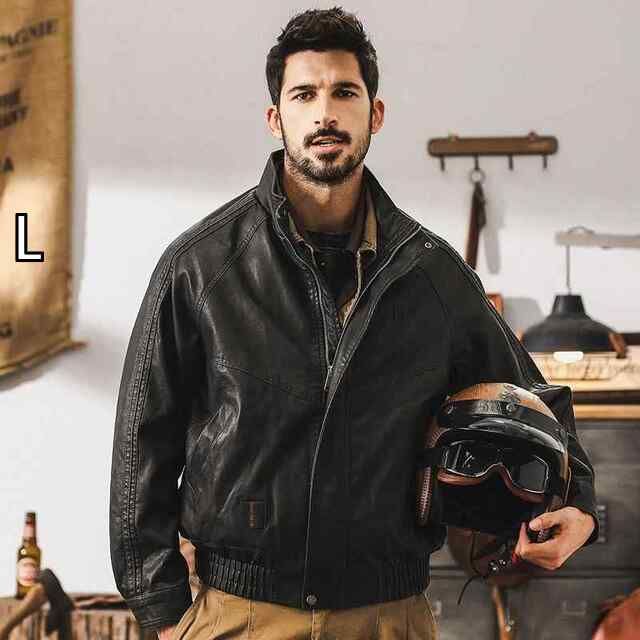 L 春 コーデ メンズ 用 服 シンプル ファッション オシャレ 大人 かっこいい 大きいサイズ ストリート 紳士服 アメリカン レトロ ソフトレザー ジャケット タフ ライダース ジャケット コットン ジャケット