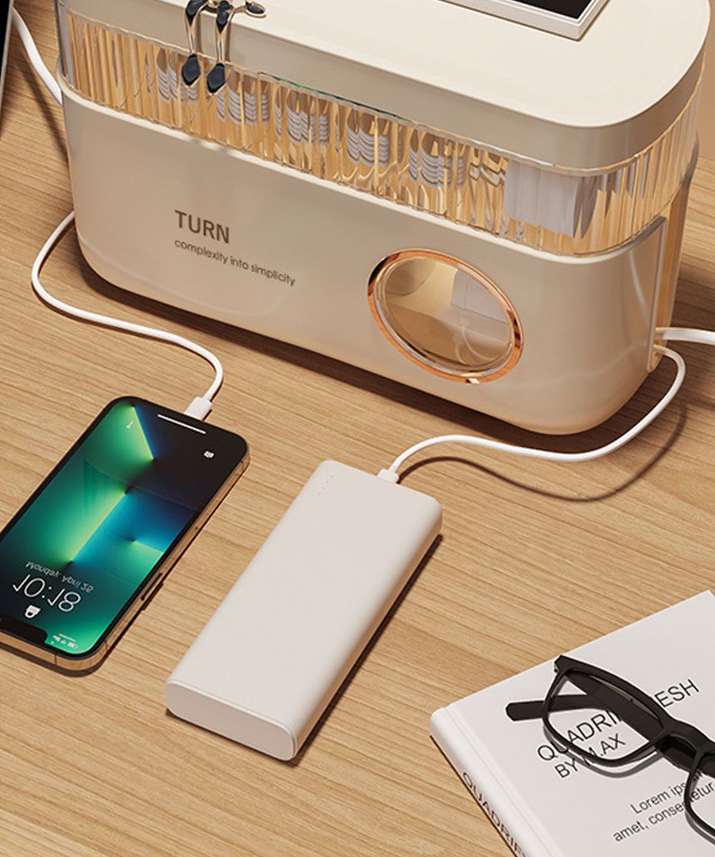電源タップボックス　ケーブルボックス　陶器　おしゃれ ミニ 桐ケーブルボックス ミニサイズ コードケース 収納 電源