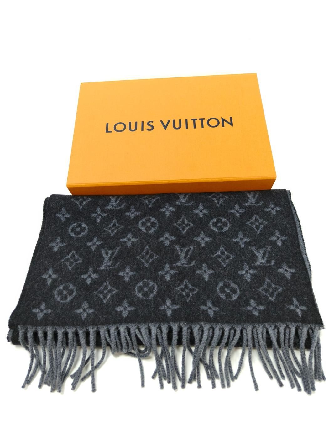 美品　LOUIS VUITTON マフラー 新品 ルイヴィトン マフラー エシャルプ モノグラム 色:GRAY-グレー
