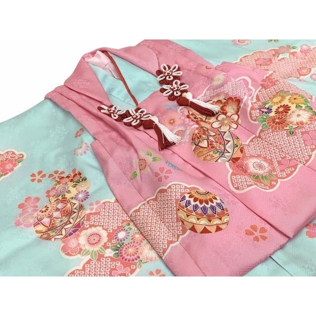 正絹 七五三3歳被布セットピンク 七五三(三歳女の子)着物レンタル｜雲取り