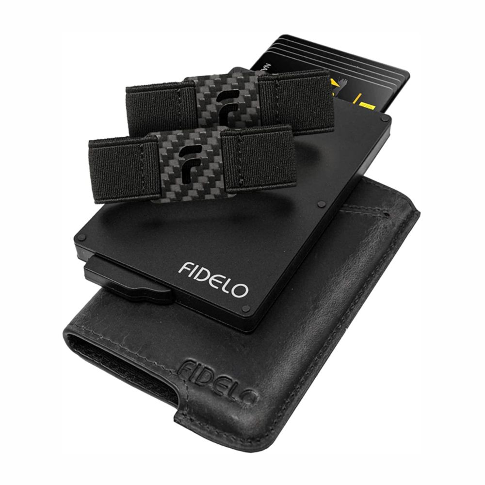 Fidelo メンズ 財布 ミニマリスト カードケース ブランド コンパクト ギフト バレンタイン 並行輸入品ブラックレザーP_2