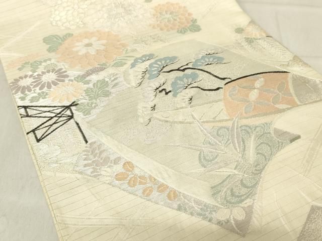 平和屋着物＊夏物 アンティーク 大正ロマン 丸帯 冊子花文 金