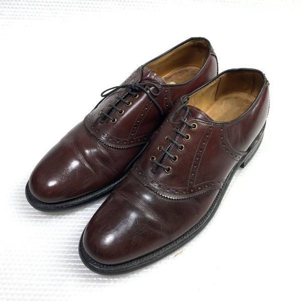 USA★ビンテージ★メーカー不明★サイズ8.5 D/B★25.5-26.0-26.5cm★グッドイヤー製法 サドルシューズ ホールカット★赤茶◆is6-24 USA☆ビンテージ☆メーカー不明☆サイズ8.5 D/B☆25.5-26.0-26.5cm