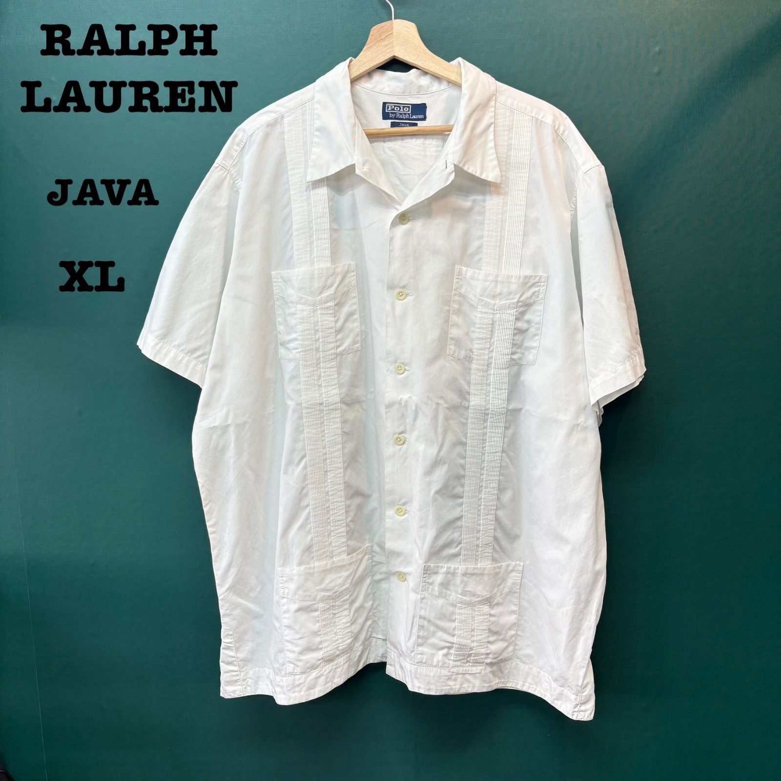 【激レア】90s ラルフローレン JAVA キューバシャツ ISLE ジャバ 白 激レア】90s ラルフローレン JAVA キューバシャツ ISLE ジャバ