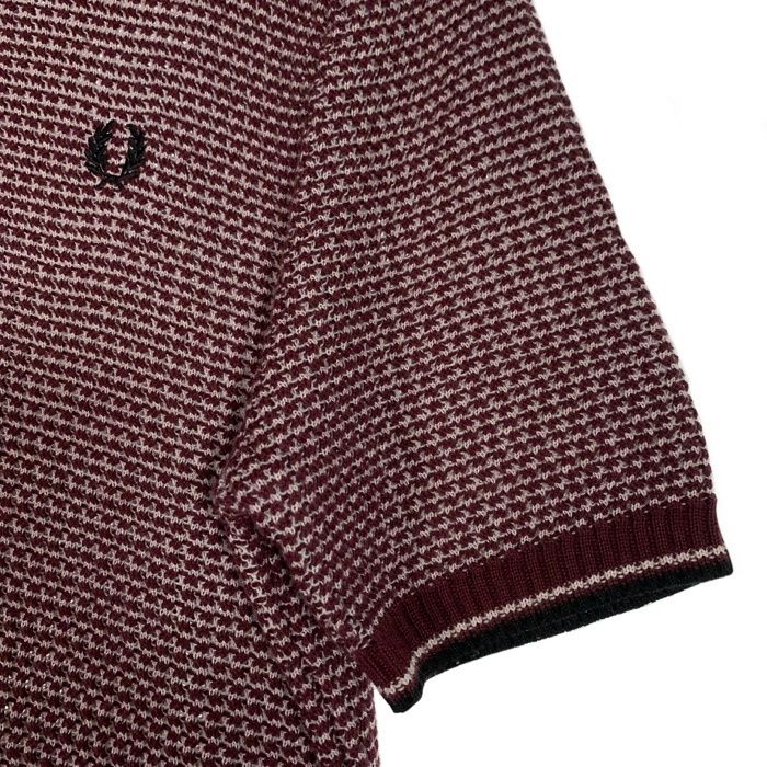 【極美品✨希少】 FRED PERRY バーガンディ ポロシャツ ニット 42 セール】Sheer Knitted Polo Shirt／シアーニットポロシャツ