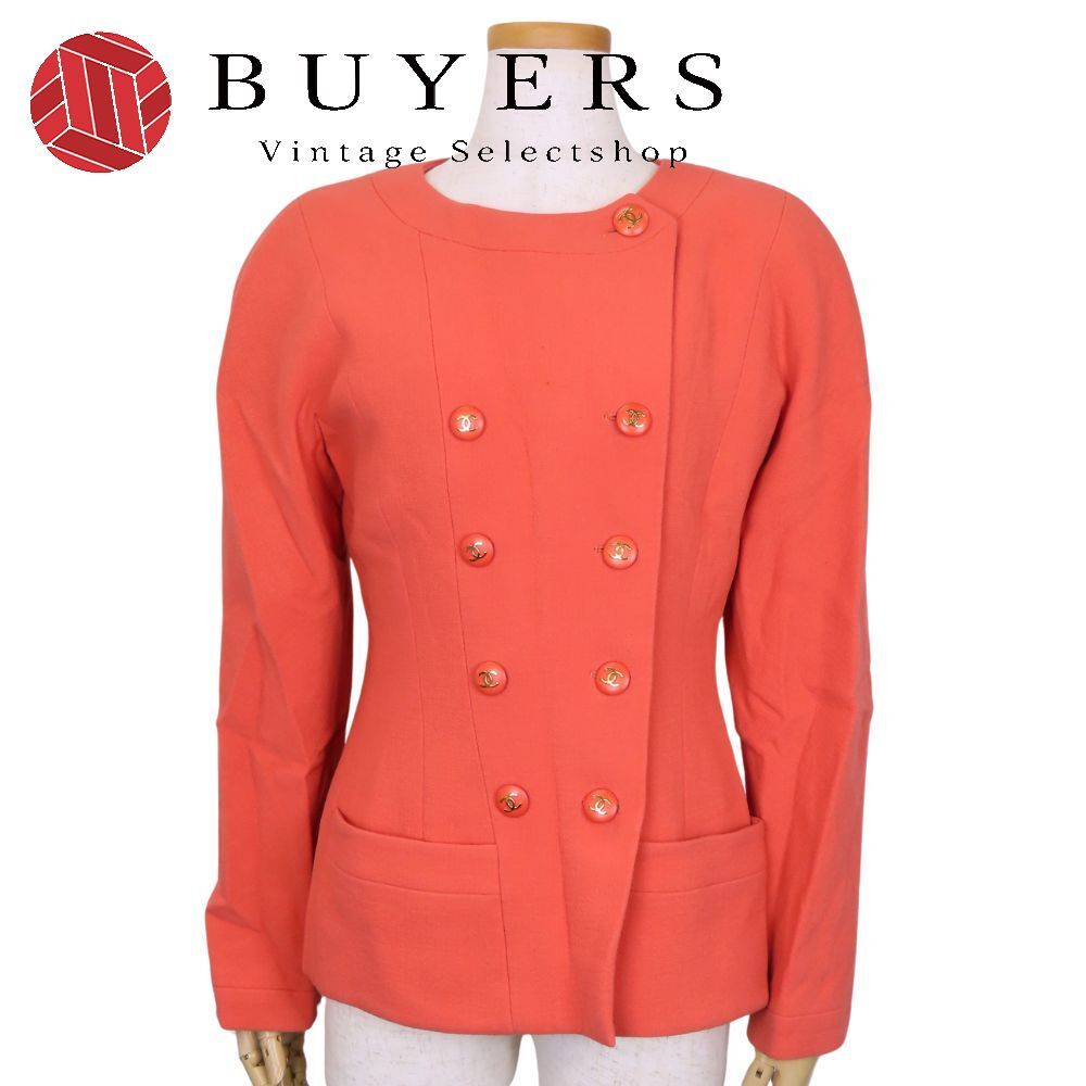 中古】 シャネル ノーカラージャケット C-TK-5914 ココマーク 36  