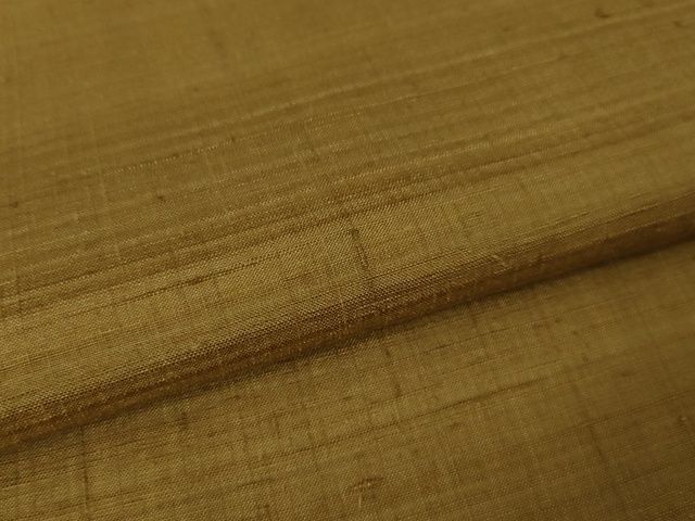 平和屋本店□極上 男性 郡上紬 草木染 黄唐茶色地 反端付き 逸品 未  