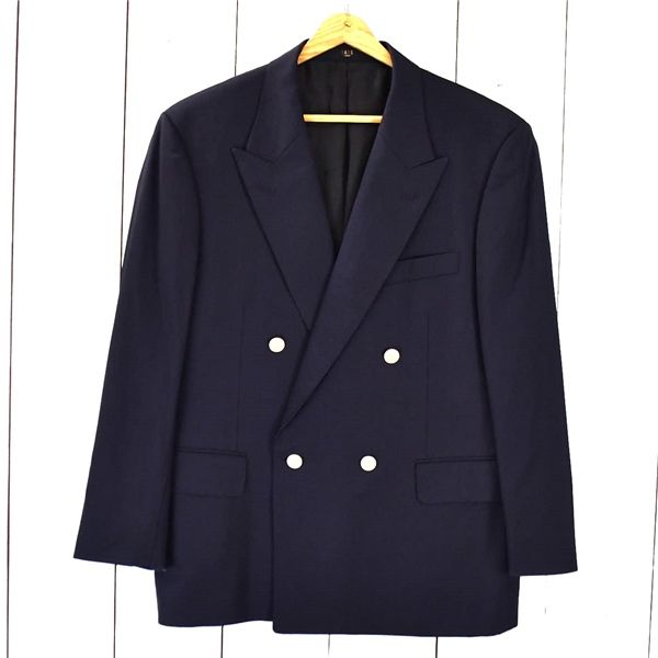 極美品✨DAKS ダックス モヘア混 メタルボタン テーラードジャケット 紺ブレ DAKS】ダックス テーラードジャケット 金ボタン ブラック スーツ