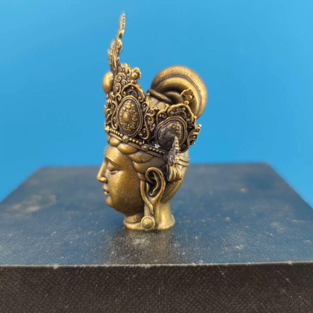 銅製 霊吉普薩 準提仏 母菩薩仏頭彫像 装飾品 工芸品 美術品 置物 銅 細工 霊吉普薩準提仏母菩薩仏頭 装飾品 工芸品 置物 - メルカリ