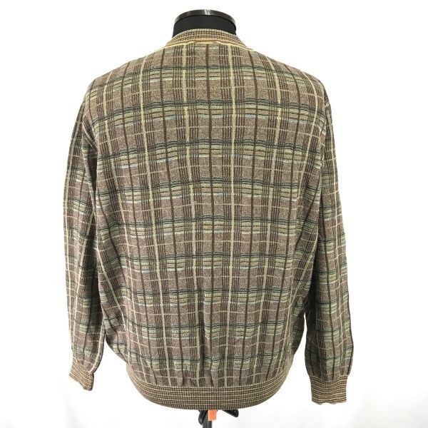 イタリア製★ボット/BOTTO★Vネック/長袖/3Dニットセーター【メンズM/茶系/brown/コットン】Tops/Vintage◆zBH583 イタリア製☆ボット/BOTTO☆Vネック/長袖/3Dニットセーター【メンズM